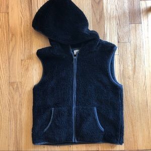Girls Hooded Faux Sherpa Vest